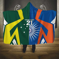 India vs Australia Custom Hooded Blanket Blue vs Gold Cricket Heritage - Wonder Print Shop