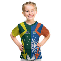 India vs Australia Custom Kid T Shirt Blue vs Gold Cricket Heritage - Wonder Print Shop
