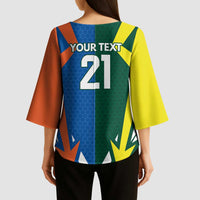 India vs Australia Custom Kimono Sleeve Blouse Blue vs Gold Cricket Heritage - Wonder Print Shop