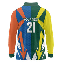 India vs Australia Custom Long Sleeve Polo Shirt Blue vs Gold Cricket Heritage - Wonder Print Shop