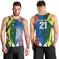 India vs Australia Custom Men Tank Top Blue vs Gold Cricket Heritage - Wonder Print Shop