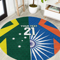 India vs Australia Custom Round Carpet Blue vs Gold Cricket Heritage - Wonder Print Shop