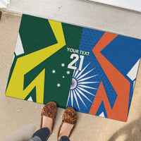 India vs Australia Custom Rubber Doormat Blue vs Gold Cricket Heritage - Wonder Print Shop