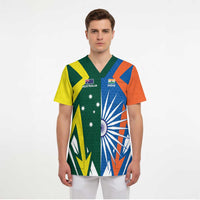 India vs Australia Custom Scrub Top Blue vs Gold Cricket Heritage - Wonder Print Shop