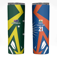 India vs Australia Custom Skinny Tumbler Blue vs Gold Cricket Heritage - Wonder Print Shop