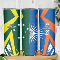 India vs Australia Custom Skinny Tumbler Blue vs Gold Cricket Heritage - Wonder Print Shop