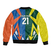 India vs Australia Custom Sleeve Zip Bomber Jacket Blue vs Gold Cricket Heritage - Wonder Print Shop