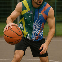 India vs Australia Custom Sleeveless Hoodie Blue vs Gold Cricket Heritage - Wonder Print Shop