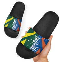 India vs Australia Custom Slide Sandals Blue vs Gold Cricket Heritage - Wonder Print Shop
