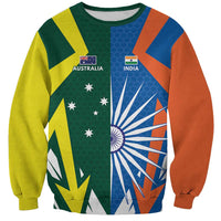India vs Australia Custom Sweatshirt Blue vs Gold Cricket Heritage - Wonder Print Shop