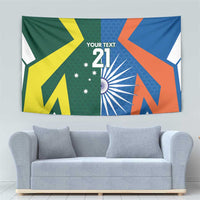 India vs Australia Custom Tapestry Blue vs Gold Cricket Heritage - Wonder Print Shop