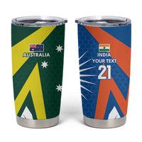 India vs Australia Custom Tumbler Cup Blue vs Gold Cricket Heritage - Wonder Print Shop