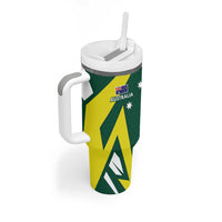 India vs Australia Custom Tumbler With Handle Blue vs Gold Cricket Heritage - Wonder Print Shop