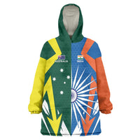India vs Australia Custom Wearable Blanket Hoodie Blue vs Gold Cricket Heritage - Wonder Print Shop