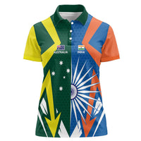 India vs Australia Custom Women Polo Shirt Blue vs Gold Cricket Heritage - Wonder Print Shop