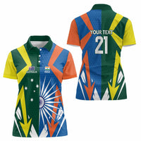 India vs Australia Custom Women Polo Shirt Blue vs Gold Cricket Heritage - Wonder Print Shop