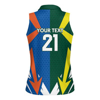 India vs Australia Custom Women Sleeveless Polo Shirt Blue vs Gold Cricket Heritage - Wonder Print Shop