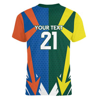 India vs Australia Custom Women V-Neck T-Shirt Blue vs Gold Cricket Heritage - Wonder Print Shop