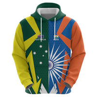India vs Australia Custom Zip Hoodie Blue vs Gold Cricket Heritage - Wonder Print Shop