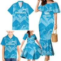 England Cricket Custom Family Matching Mermaid Dress and Hawaiian Shirt Three Lions Inspiration LT9 - Wonder Print Shop