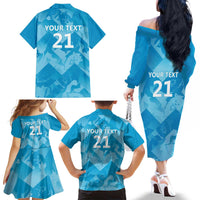 England Cricket Custom Family Matching Off The Shoulder Long Sleeve Dress and Hawaiian Shirt Three Lions Inspiration - Wonder Print Shop