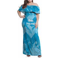 England Cricket Custom Family Matching Off Shoulder Maxi Dress and Hawaiian Shirt Three Lions Inspiration LT9 - Wonder Print Shop
