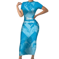 England Cricket Custom Short Sleeve Bodycon Dress Three Lions Inspiration - Wonder Print Shop