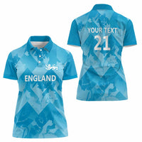 England Cricket Custom Women Polo Shirt Three Lions Inspiration - Wonder Print Shop