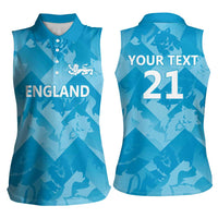 England Cricket Custom Women Sleeveless Polo Shirt Three Lions Inspiration - Wonder Print Shop