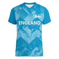 England Cricket Custom Women V-Neck T-Shirt Three Lions Inspiration - Wonder Print Shop
