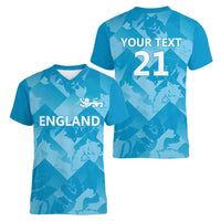 England Cricket Custom Women V-Neck T-Shirt Three Lions Inspiration - Wonder Print Shop