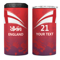 England Cricket Custom 4 in 1 Can Cooler Tumbler Three Lions With Flag LT9 - Wonder Print Shop