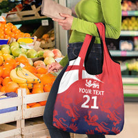 England Cricket Custom Grocery Bag Three Lions With Flag