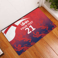 England Cricket Custom Rubber Doormat Three Lions With Flag - Wonder Print Shop