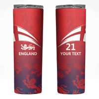 England Cricket Custom Skinny Tumbler Three Lions With Flag - Wonder Print Shop