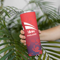 England Cricket Custom Skinny Tumbler Three Lions With Flag - Wonder Print Shop