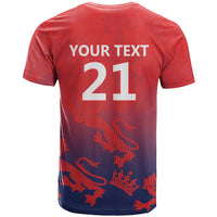 England Cricket Custom T Shirt Three Lions With Flag - Wonder Print Shop