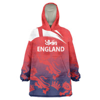 England Cricket Custom Wearable Blanket Hoodie Three Lions With Flag - Wonder Print Shop