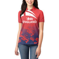 England Cricket Custom Women Polo Shirt Three Lions With Flag - Wonder Print Shop