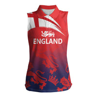 England Cricket Custom Women Sleeveless Polo Shirt Three Lions With Flag - Wonder Print Shop
