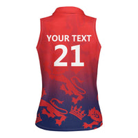 England Cricket Custom Women Sleeveless Polo Shirt Three Lions With Flag - Wonder Print Shop