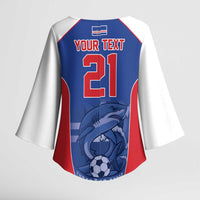 World Football 2026 Cape Verde Custom Kimono Sleeve Blouse Tubaroes Azuis Blue Shark - Wonder Print Shop