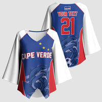 World Football 2026 Cape Verde Custom Kimono Sleeve Blouse Tubaroes Azuis Blue Shark - Wonder Print Shop
