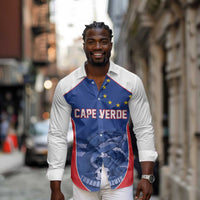 World Football 2026 Cape Verde Custom Long Sleeve Button Shirt Tubaroes Azuis Blue Shark - Wonder Print Shop
