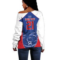 World Football 2026 Cape Verde Custom Off Shoulder Sweater Tubaroes Azuis Blue Shark - Wonder Print Shop