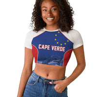 World Football 2026 Cape Verde Custom Raglan Cropped T shirt Tubaroes Azuis Blue Shark LT9