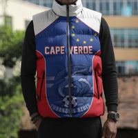 World Football 2026 Cape Verde Custom Sleeveless Puffer Jacket Tubaroes Azuis Blue Shark - Wonder Print Shop