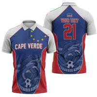 World Football 2026 Cape Verde Custom Zipper Polo Shirt Tubaroes Azuis Blue Shark - Wonder Print Shop