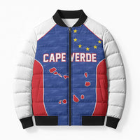 World Football 2026 Cape Verde Custom Bomber Puffer Jacket Tubaroes Azuis Verde Simple Map - Wonder Print Shop