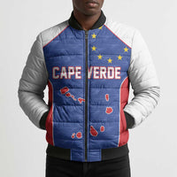 World Football 2026 Cape Verde Custom Bomber Puffer Jacket Tubaroes Azuis Verde Simple Map - Wonder Print Shop